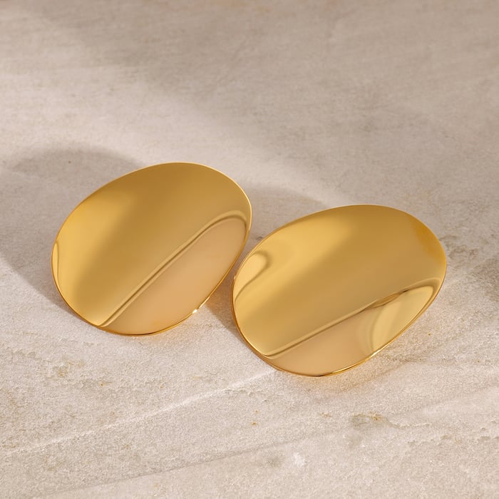 1 Pair Simple Style Solid Color Concave Shape Stainless Steel  Gold Color Women's Stud Earrings 